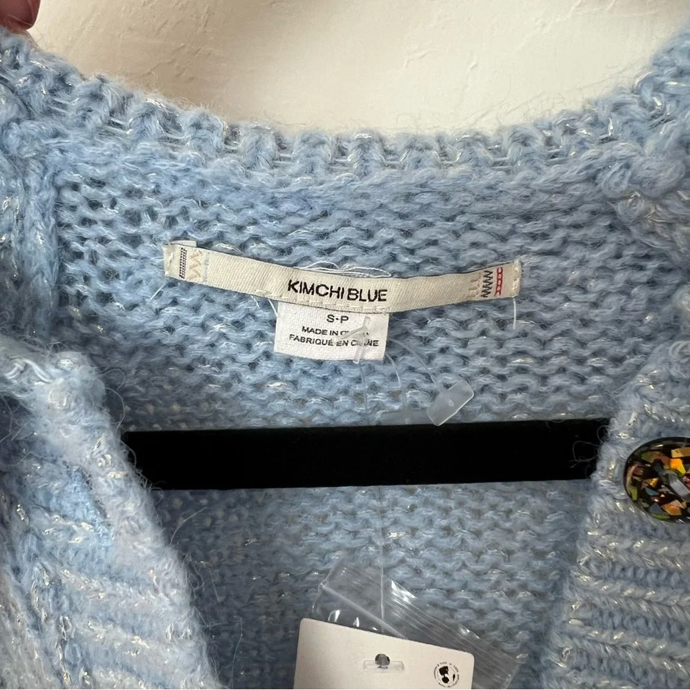 NWT Urban Outfitters Kimchi Sparkly Blue Cardigan Small